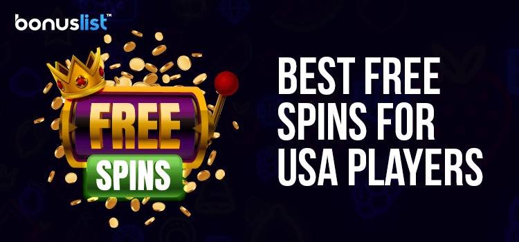 A crowned free spin slot reel with gold coins for the best free spins casinos catering to US players