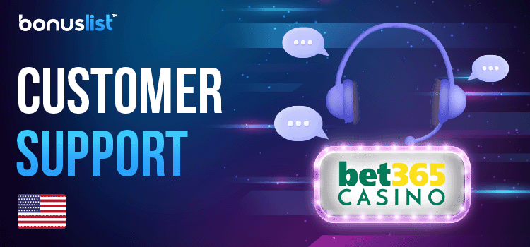 A headphone with messaging logos surrounding it for customer support of Bet365 Casino
