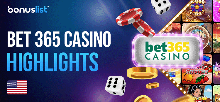 Different gaming items with the Bet365 Casino logo for the casino highlights