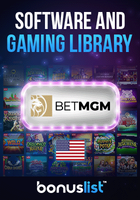 BetMGM Casino gaming library screen along with a USA flag