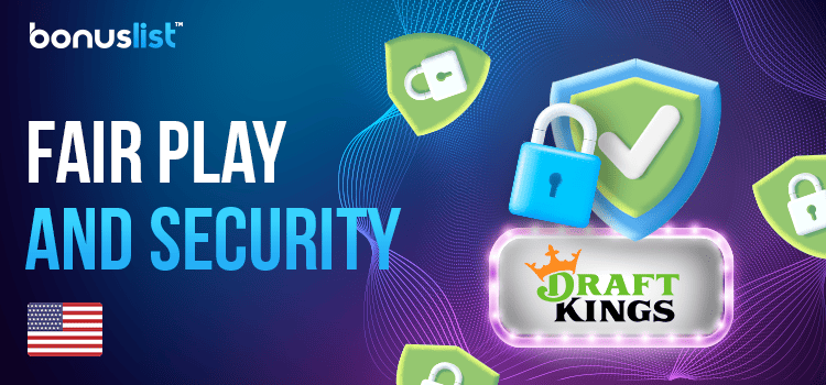 Locks and security logo with check marks for FairPlay and security of Draft Kings Casino