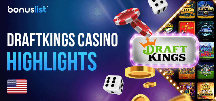 Different gaming items with the Draft Kings Casino logo for the casino highlights