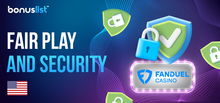 Locks and security logo with check marks for FairPlay and security of FanDuel Casino