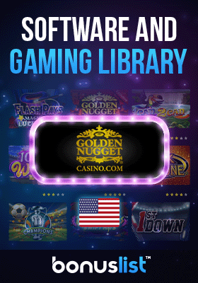 Golden Nugget Casino gaming library screen along with a USA flag