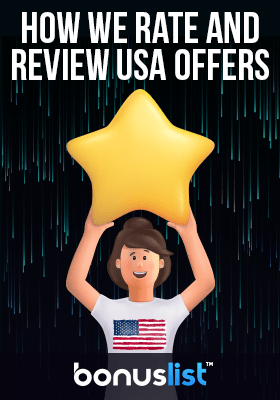 A girl is holding a big star describes how we rate and review USA offers