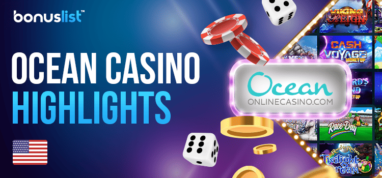 Different gaming items with the Ocean Casino Resort logo for the casino highlights