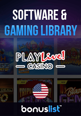 PlayLive Casino gaming library page with a Casino logo
