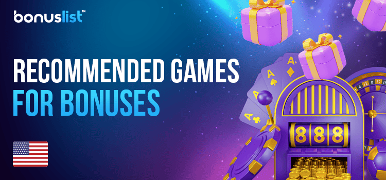 Different casino gaming items with a few gift boxes for the recommended games for bonuses