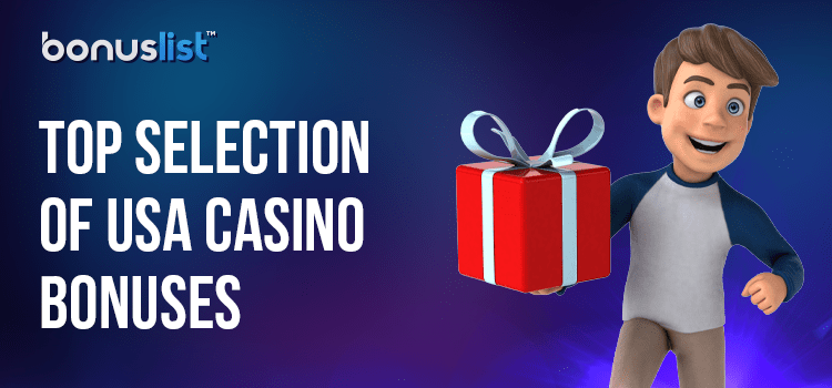 A happy person with a gift box for the best casino bonuses for US players