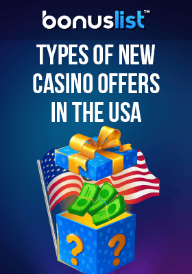A gift box with cash and a USA flag for different types of new no-deposit bonuses in the USA