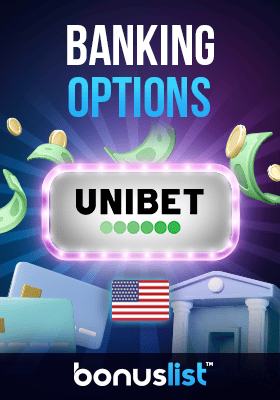 Some credit cards with a bank logo for Banking options in Unibet Casino