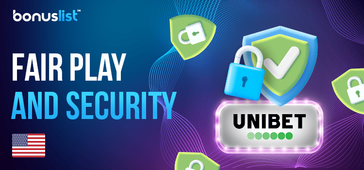 Locks and security logo with check marks for FairPlay and security of Unibet Casino